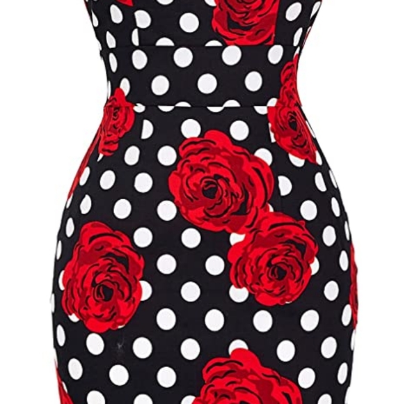 🔥 Women's 50s Vintage Pencil Dress Cap Sleeve Wiggle Dress - Picture 4 of 6